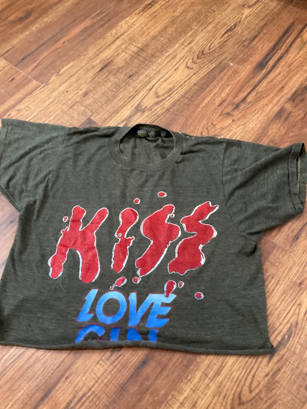 Vintage original 1977 kiss love gun cropped t shirt size s